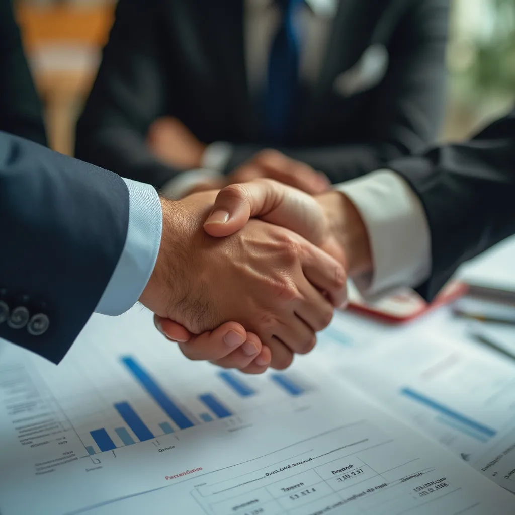 Manos estrechándose en un acuerdo de consultoría financiera en Argentina